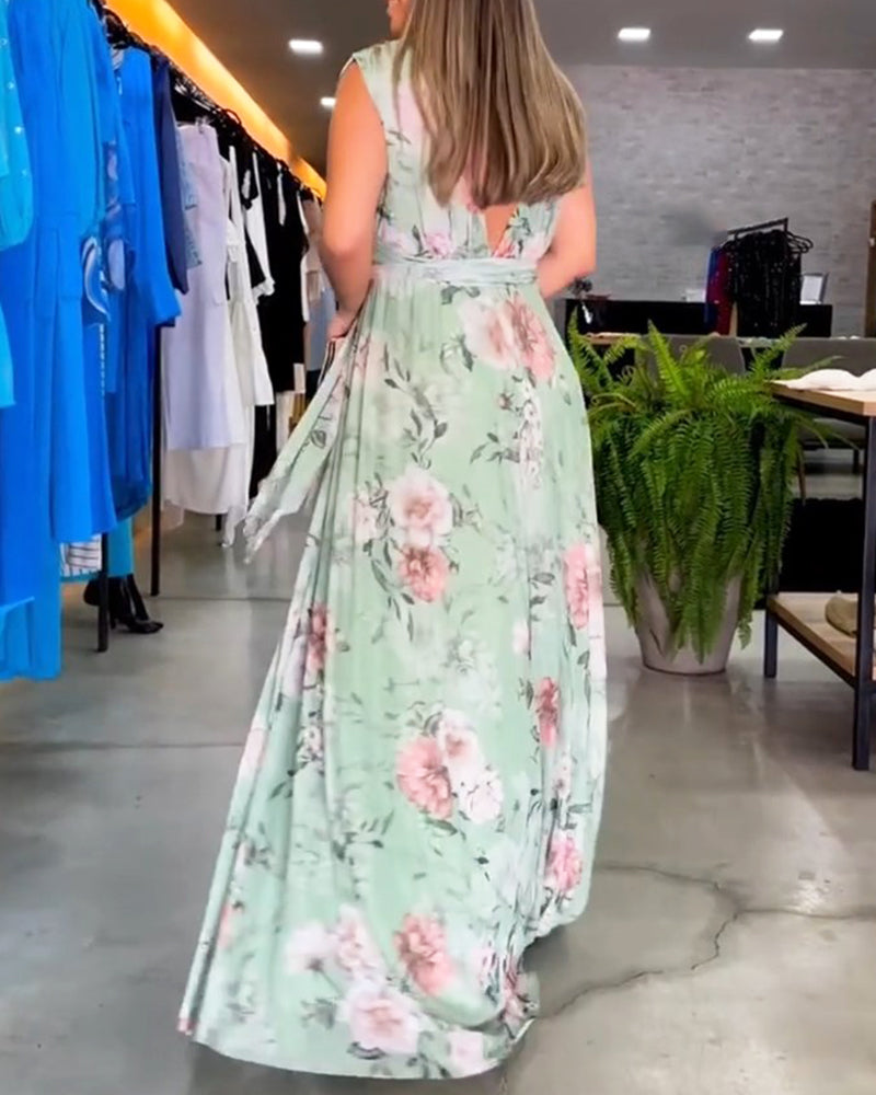 Ropa Elegante Sin Mangas Estampado Floral