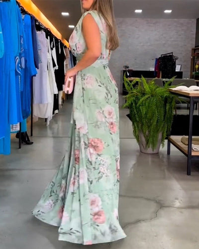 Ropa Elegante Sin Mangas Estampado Floral
