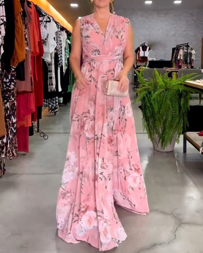 Ropa Elegante Sin Mangas Estampado Floral