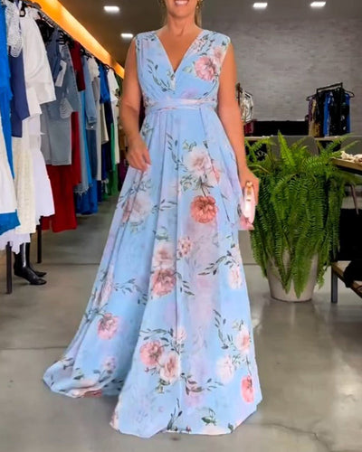 Ropa Elegante Sin Mangas Estampado Floral