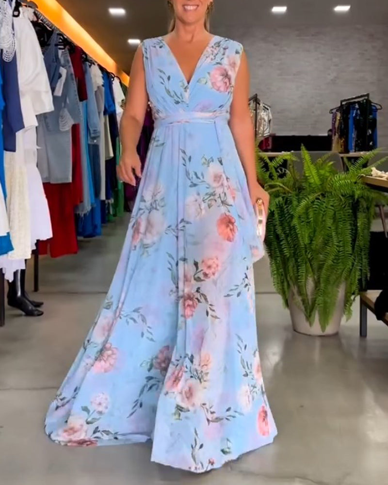 Ropa Elegante Sin Mangas Estampado Floral