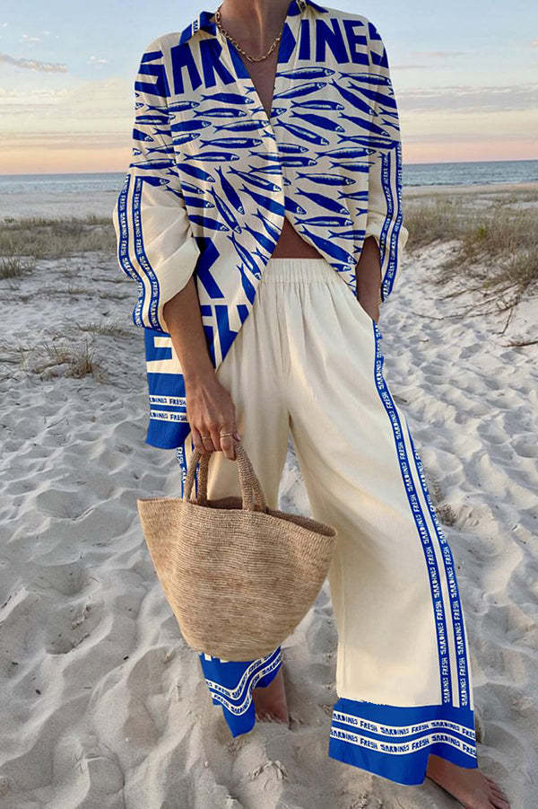 Conjunto de Sardinas Azules Impresas