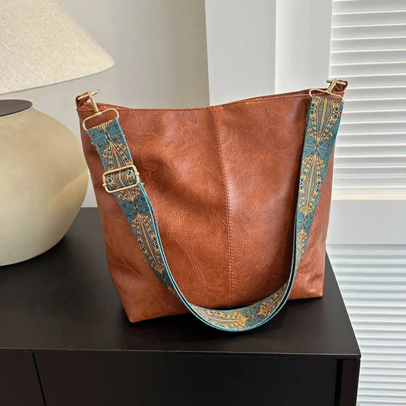 Chelsey - Bolsa de hombro de cuero vegano vintage